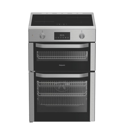 Hotpoint 60cm Freestanding Electric Double Oven Cooker with Ceramic Hob - HDME6VDC2AX