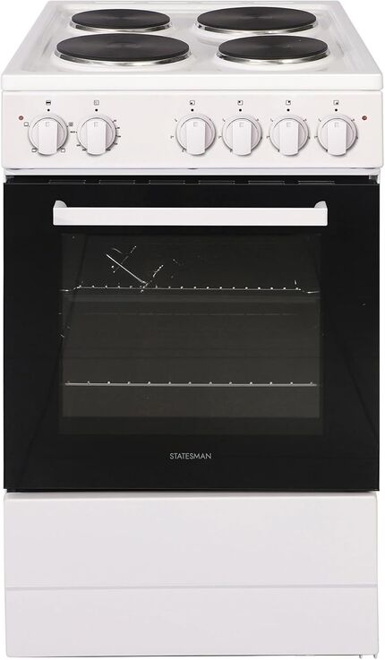 Statesman 50cm Freestanding Solid Plate Hob Electric Cooker - SE050SPW