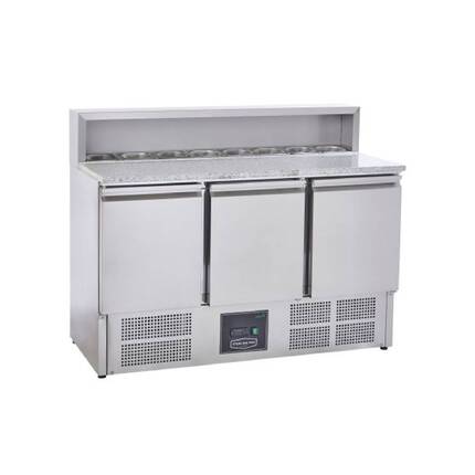 Sterling Pro 137cm 3-Door Granite-Top Pizza Prep Counter - SPU903PZ