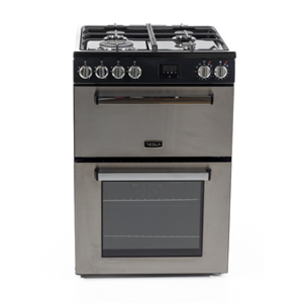 Tesla 60cm Dual Fuel Double Oven Cooker - TMRDF60SS