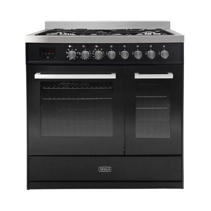 Tesla 90cm Dual Fuel Cooker - T90DDFRCB